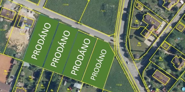 PRODÁNO &#8211; 4 zasíťované st. pozemky, cca 1.400 m2